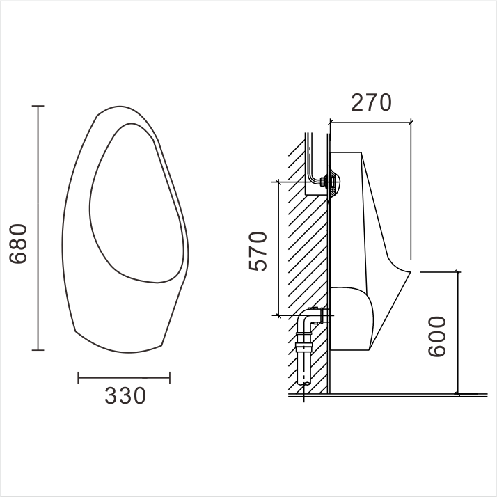 掛墻式陶瓷小便斗G12301 產(chǎn)品圖 1