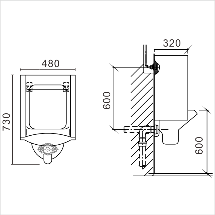 掛墻式陶瓷小便斗G12311 產(chǎn)品圖 1